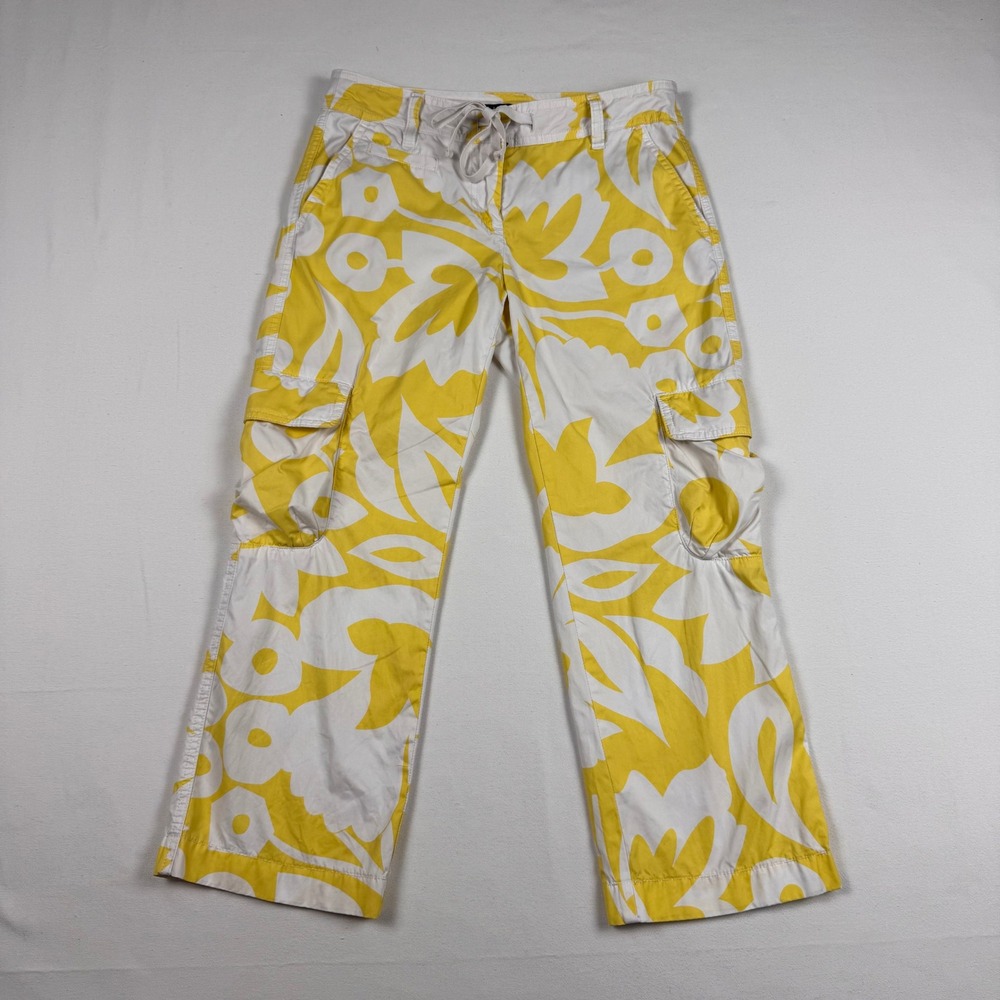 J. Crew Cargo Pants Women 0 Yellow Tropical Floral Low Fit 67495